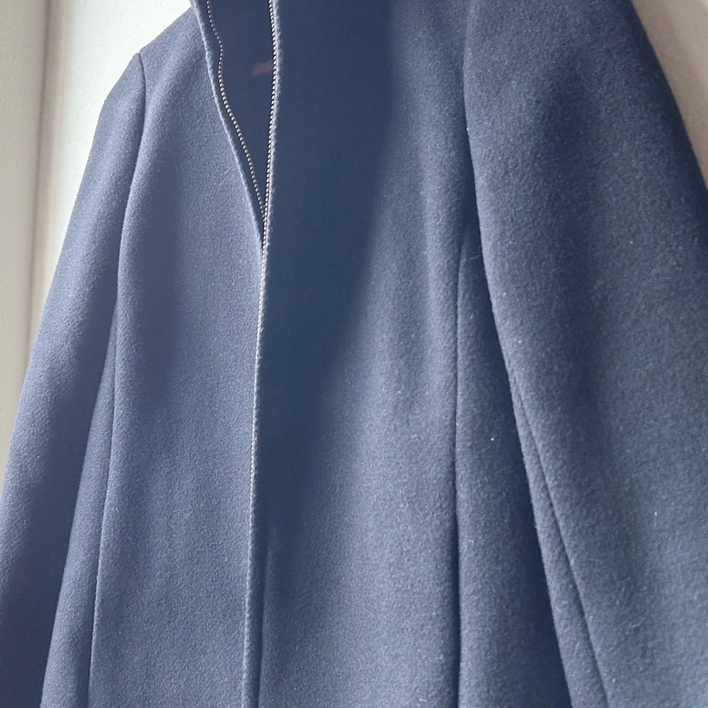 J.Crew Black Lodge Coat in Italian Stadium-Cloth Wool Sz 0